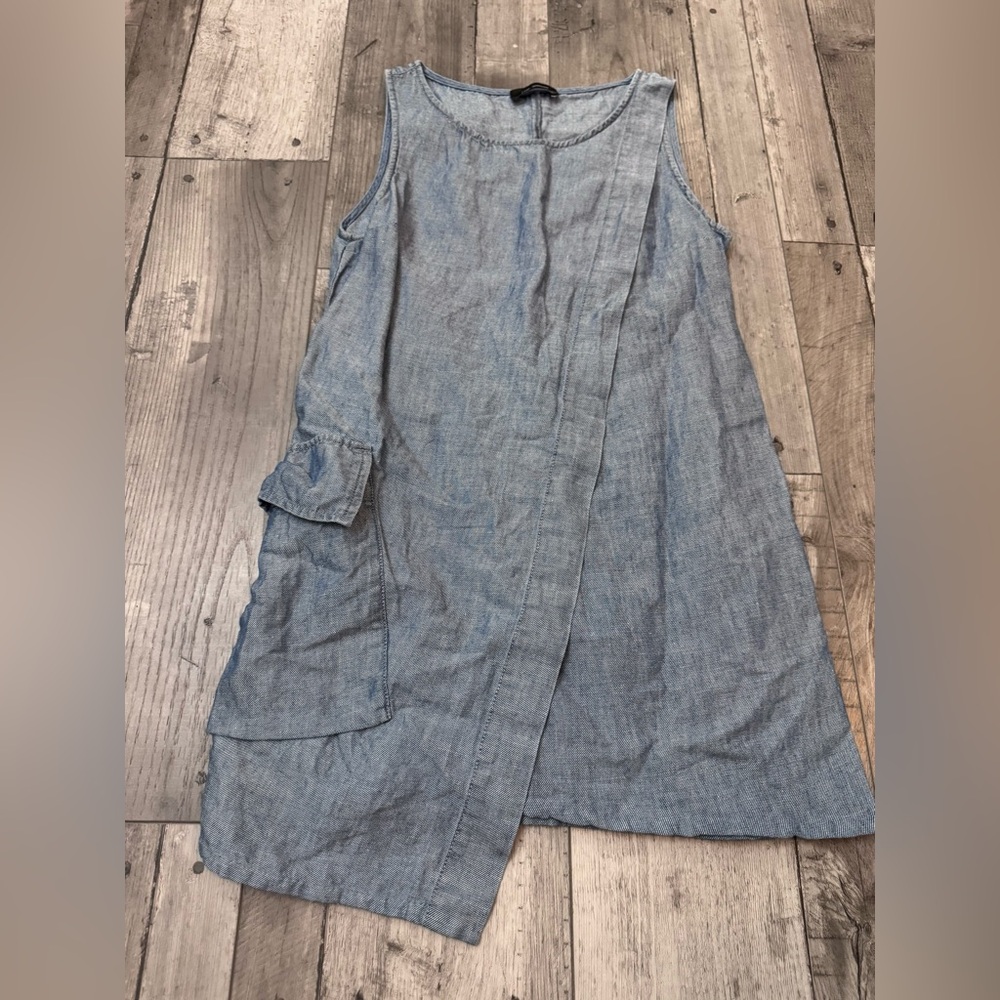 Cop Copine Mini Lightweight Chambray Blue Minimalist Sundress Linen Cotton Small
